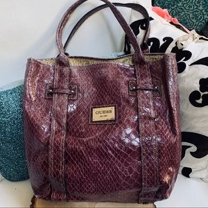 GUESS Purple faux alligator Overnight Shoulder BAG
